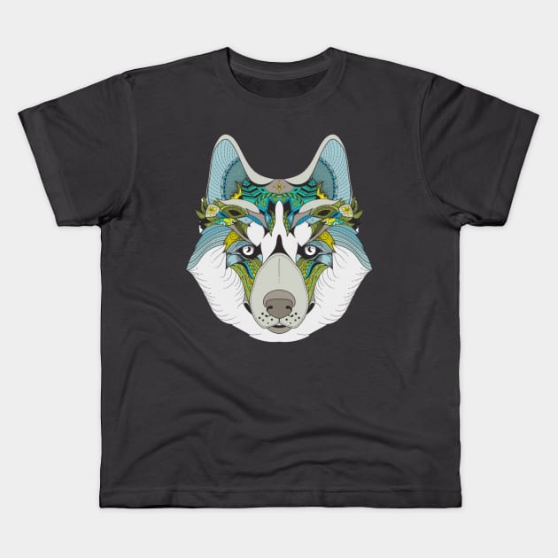 Abstract husky Kids T-Shirt by Rakos_merch